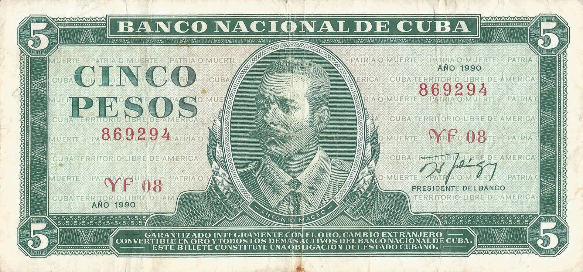 Pesos Cubanos 23 Pick 103d Anverso