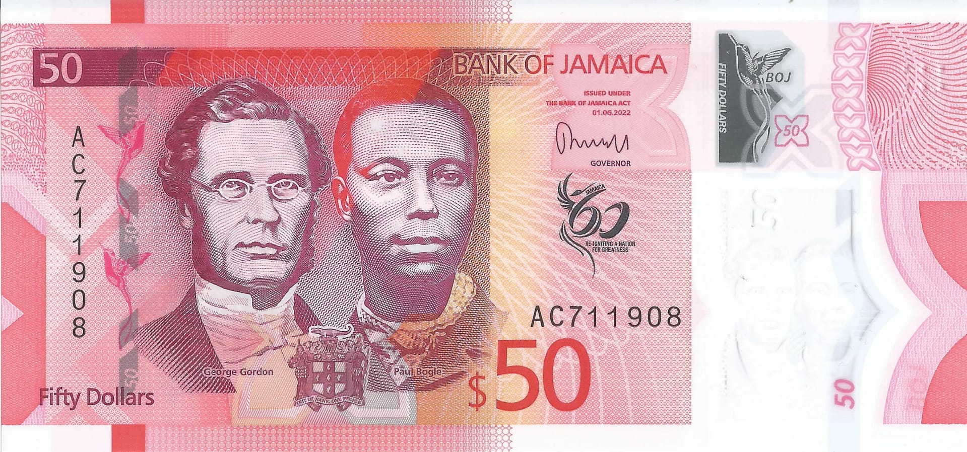 Jamaica 25 Pick Nuevo P 96 Anverso scaled