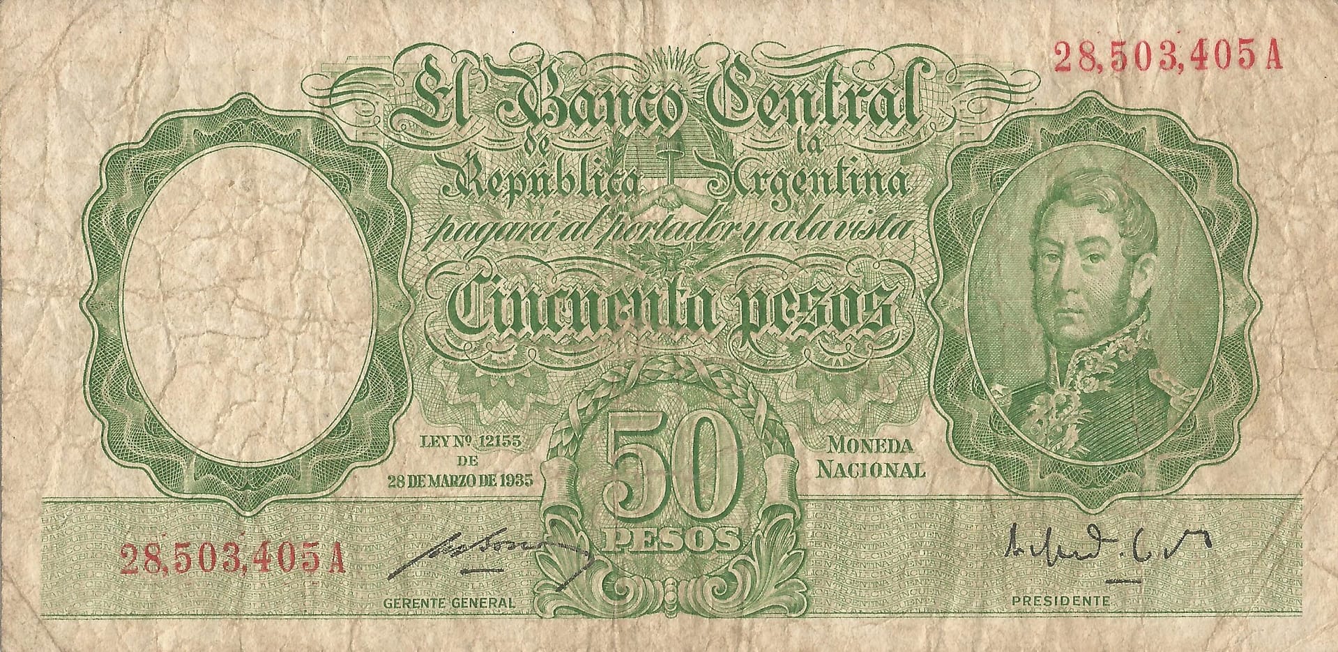 10-Banco Central San Martin - Libertad y Justicia (1942-1969) y Resellados a Pesos Ley (1969-1971) 49 Col 471a Anverso scaled
