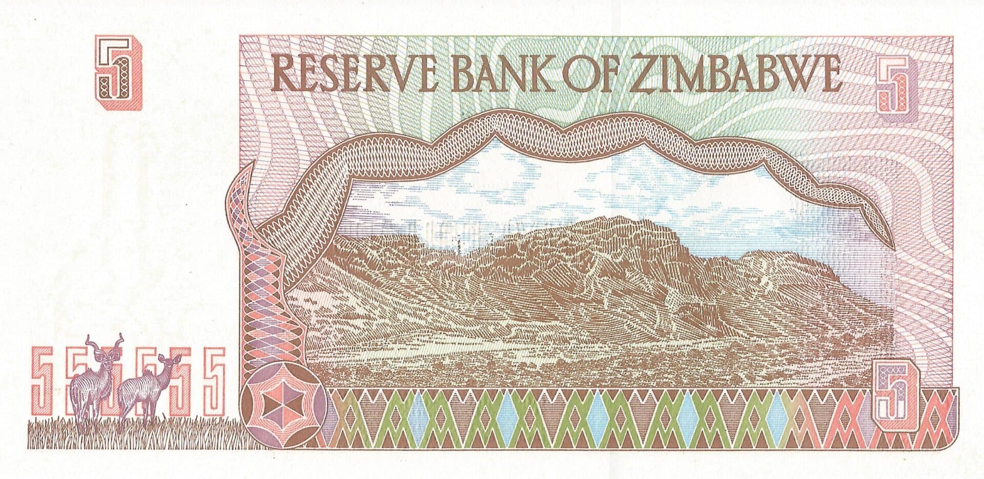 Zimbabue 8 Pick 5a Reverso