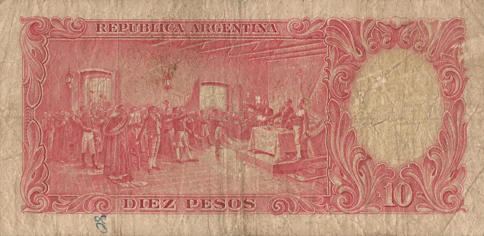 10-Banco Central San Martin - Libertad y Justicia (1942-1969) y Resellados a Pesos Ley (1969-1971) 28 Col 449a Reverso scaled