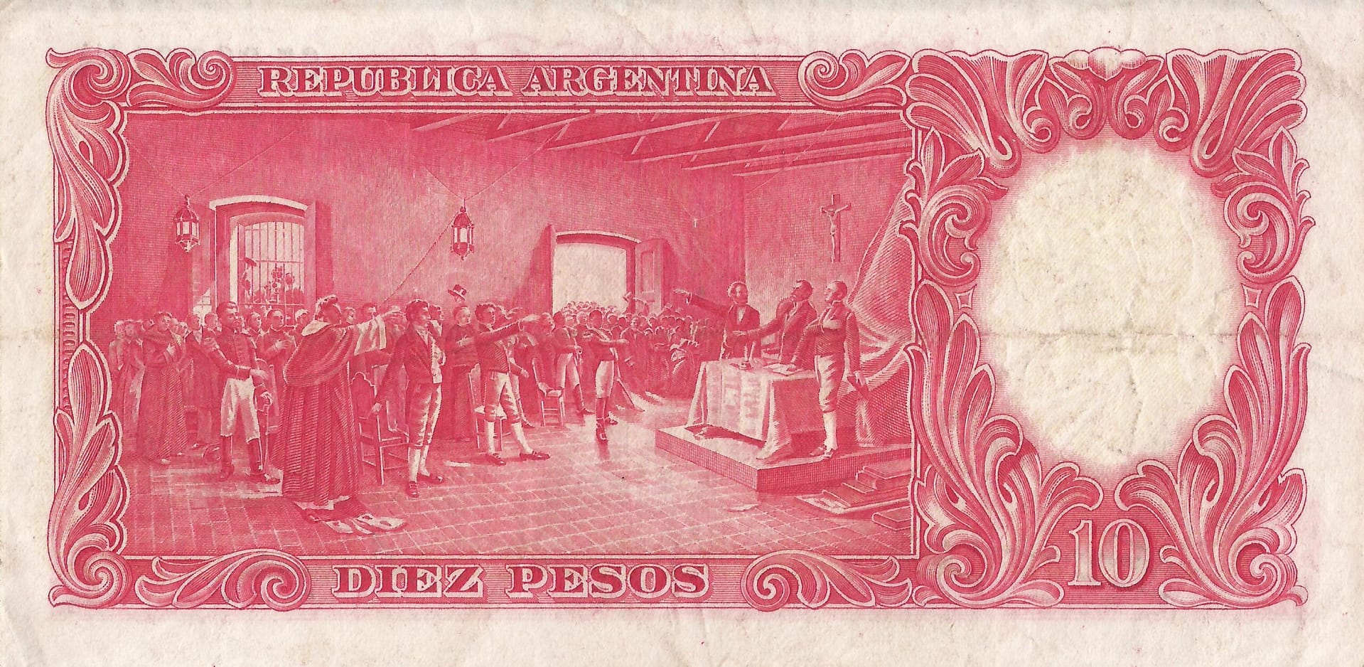 10-Banco Central San Martin - Libertad y Justicia (1942-1969) y Resellados a Pesos Ley (1969-1971) 30 Col 454b Reverso scaled
