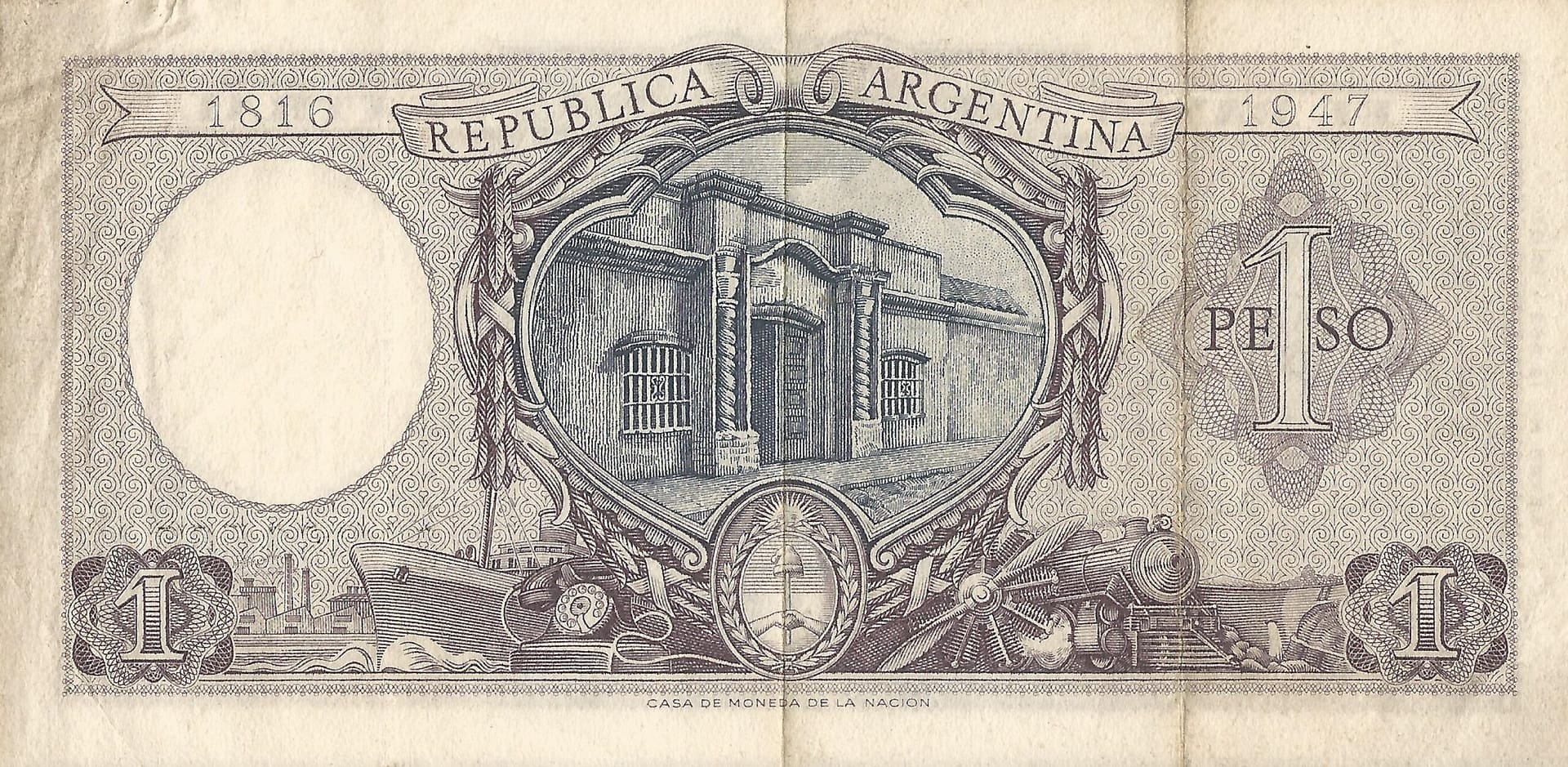 10-Banco Central San Martin - Libertad y Justicia (1942-1969) y Resellados a Pesos Ley (1969-1971) 14 Col 441 Reverso 1 scaled
