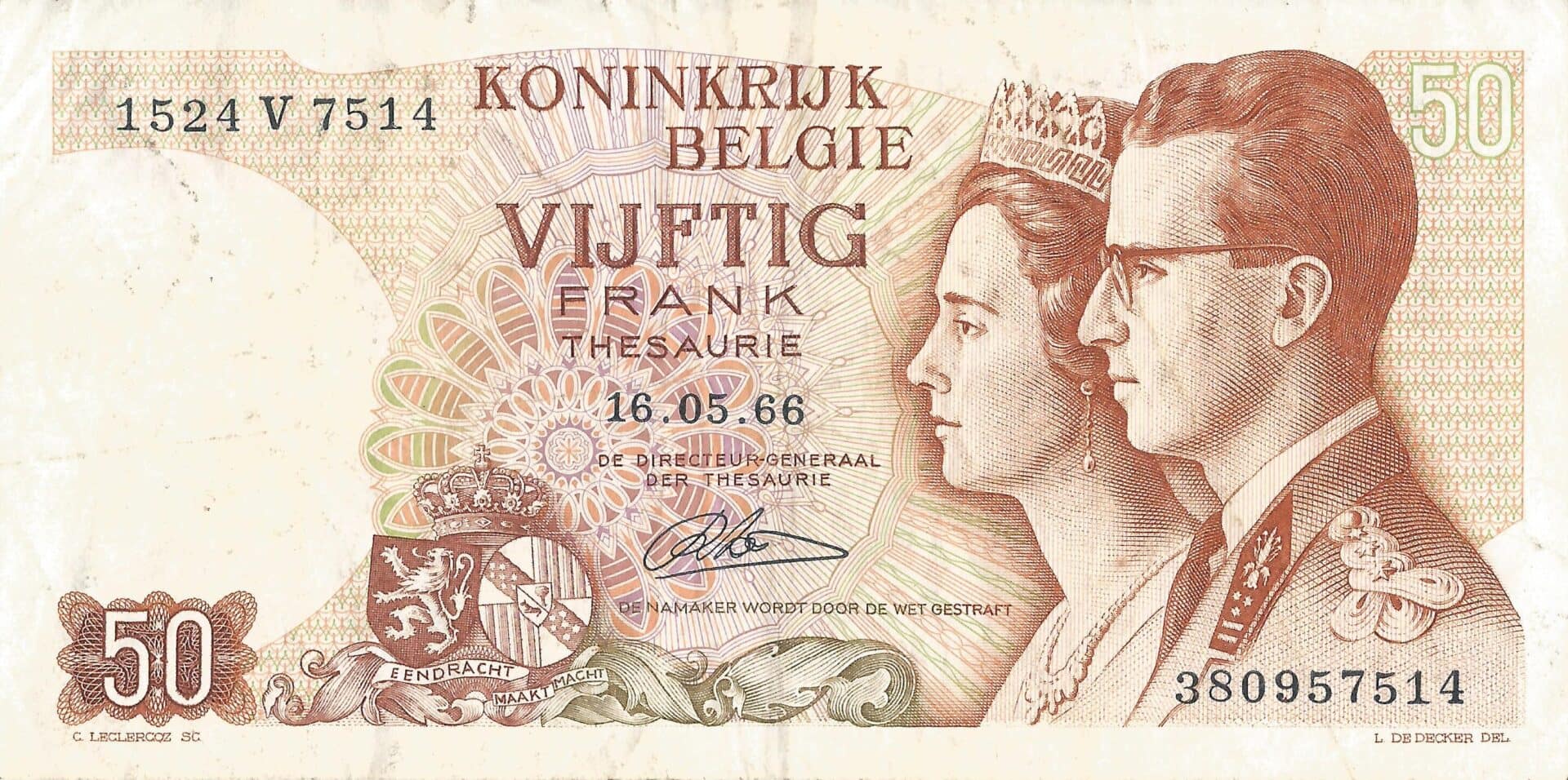 Bélgica 27 Pick 139a Anverso