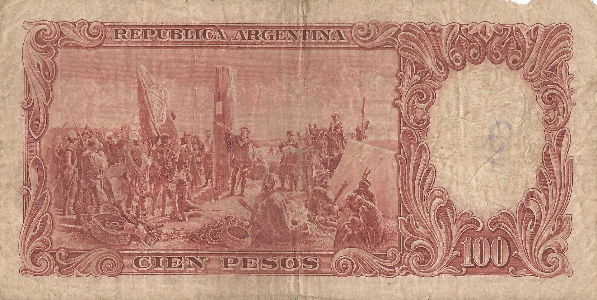 10-Banco Central San Martin - Libertad y Justicia (1942-1969) y Resellados a Pesos Ley (1969-1971) 82 Col 496b Reverso scaled