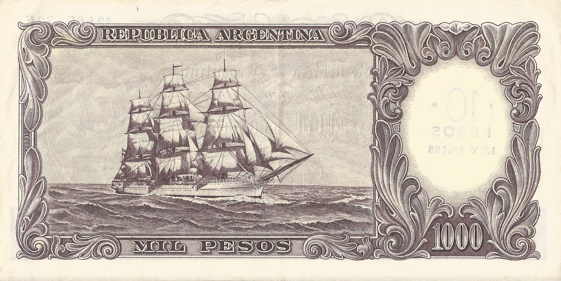 10-Banco Central San Martin - Libertad y Justicia (1942-1969) y Resellados a Pesos Ley (1969-1971) 167 Col 554d Reverso scaled