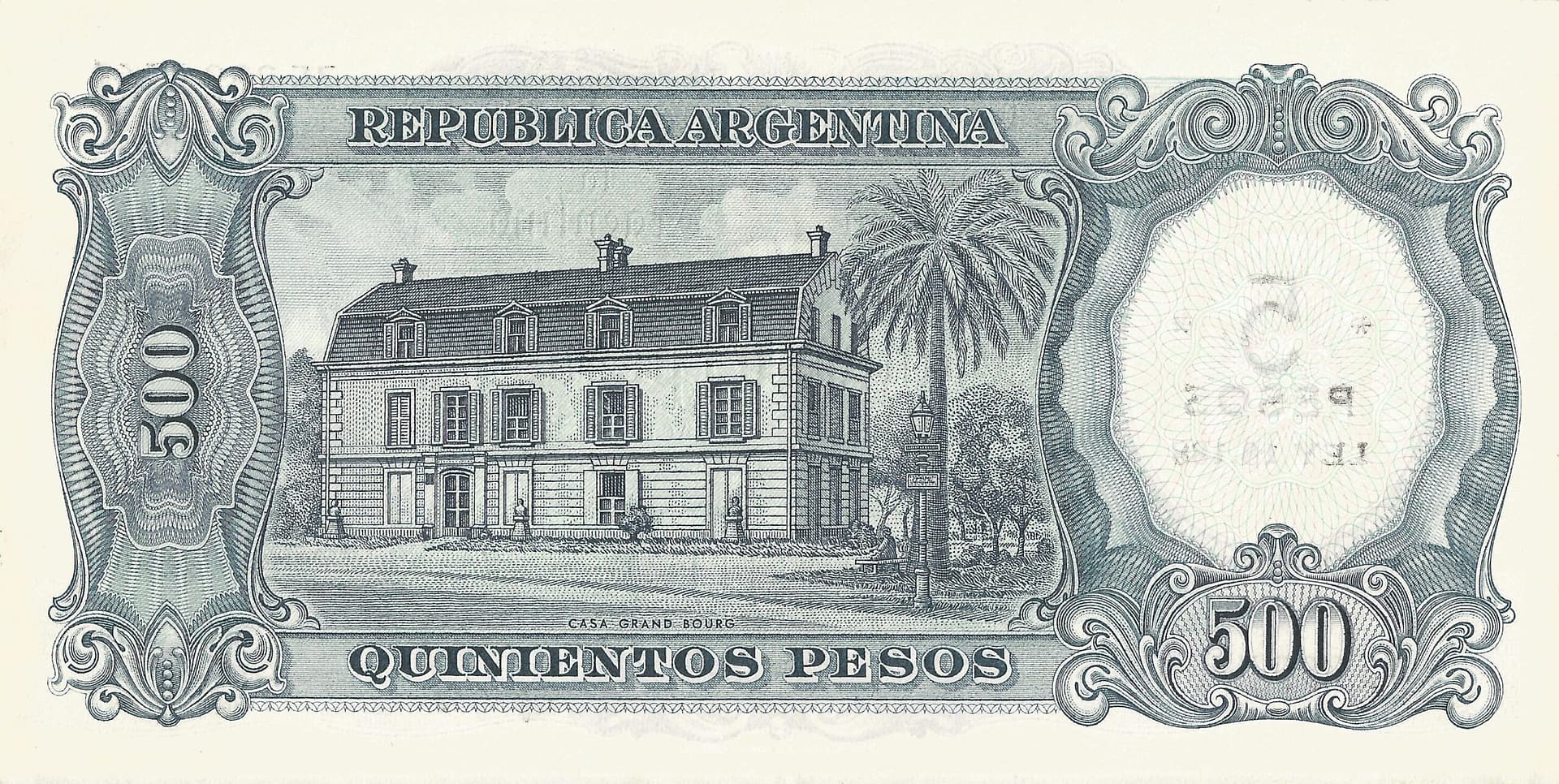 10-Banco Central San Martin - Libertad y Justicia (1942-1969) y Resellados a Pesos Ley (1969-1971) 165 Col 553a Reverso scaled