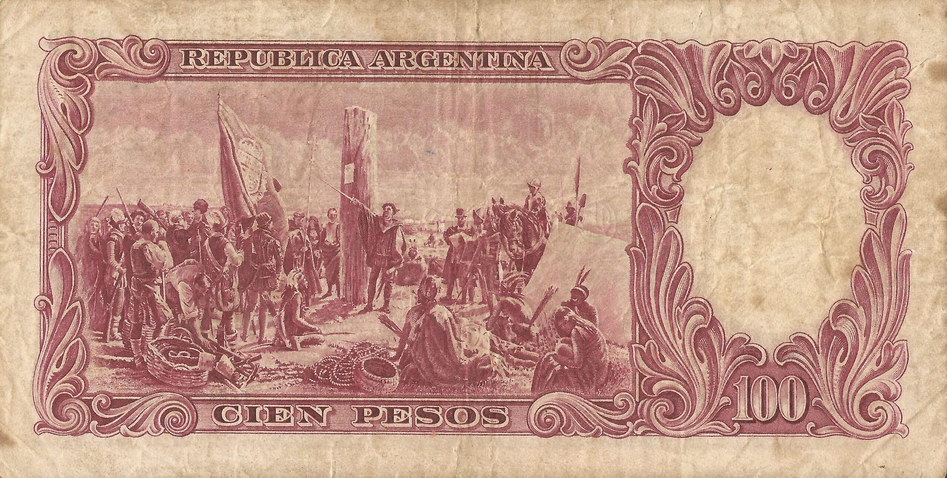 10-Banco Central San Martin - Libertad y Justicia (1942-1969) y Resellados a Pesos Ley (1969-1971) 80 Col 494a Reverso scaled