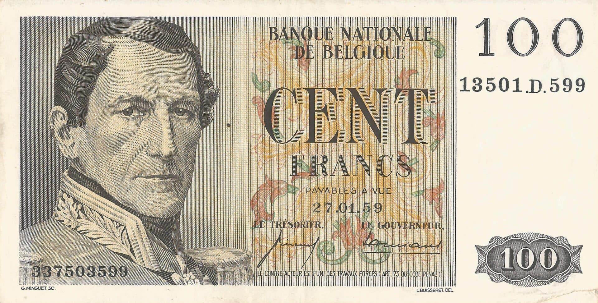 Bélgica 21 Belgica Pick 129c Anverso