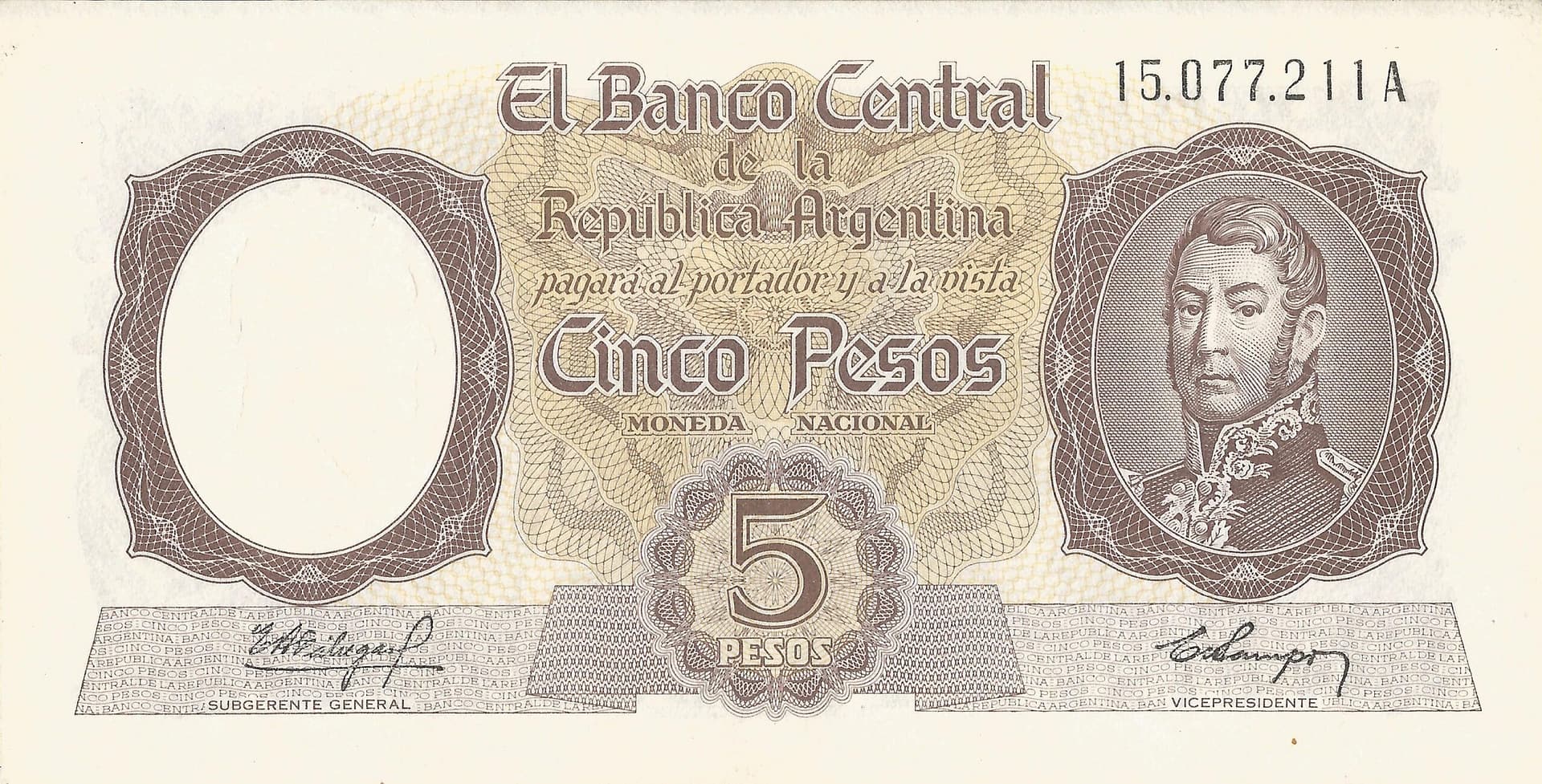 10-Banco Central San Martin - Libertad y Justicia (1942-1969) y Resellados a Pesos Ley (1969-1971) 22 Col 445a.1 Anverso scaled