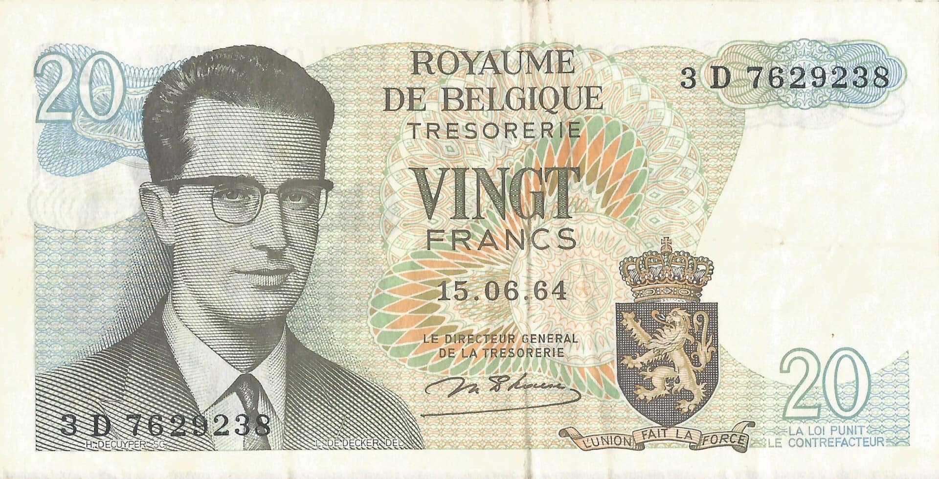 Bélgica 25 Pick 138a Anverso