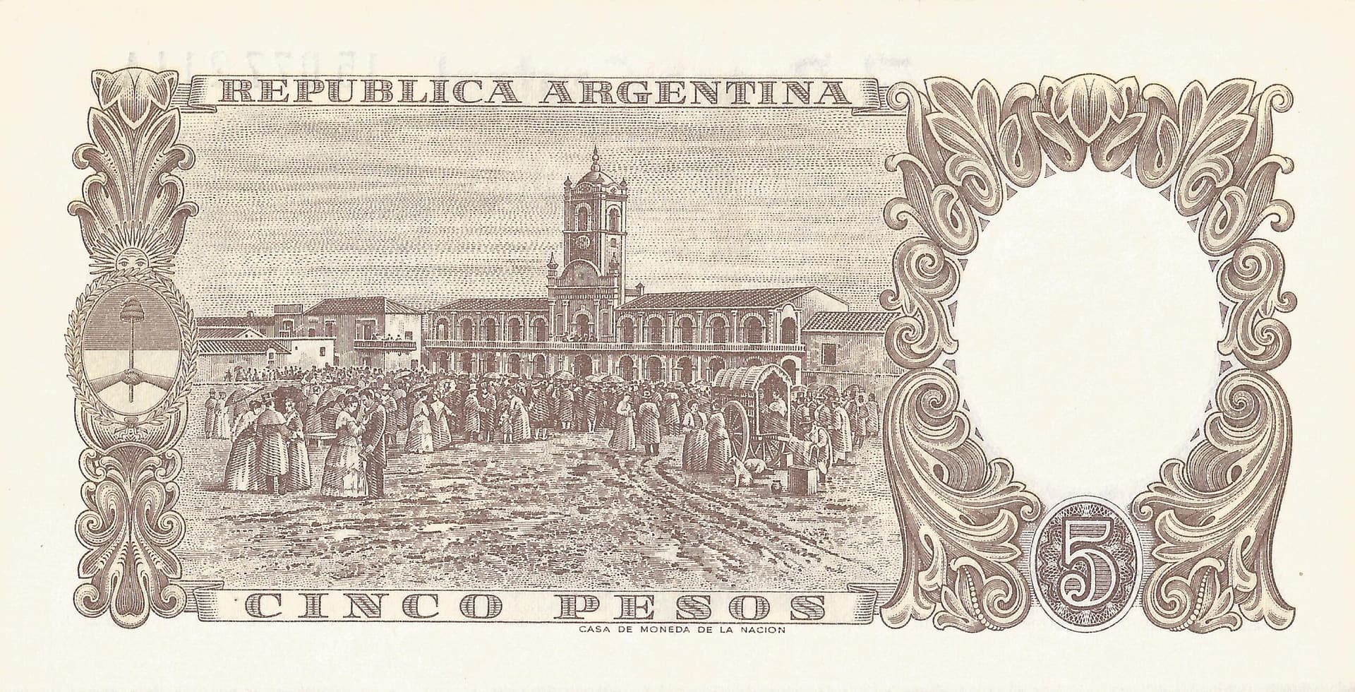 10-Banco Central San Martin - Libertad y Justicia (1942-1969) y Resellados a Pesos Ley (1969-1971) 23 Col 445a.1 Reverso scaled