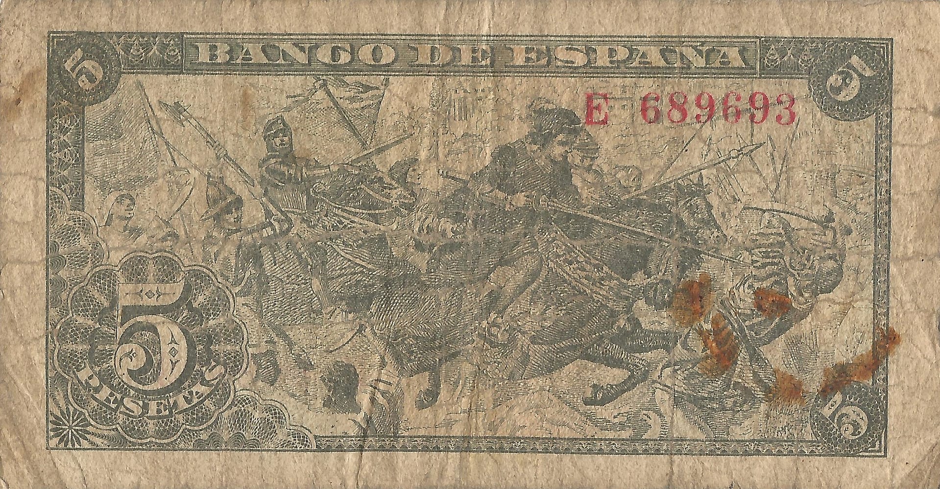 España 59 Pick 129a Reverso