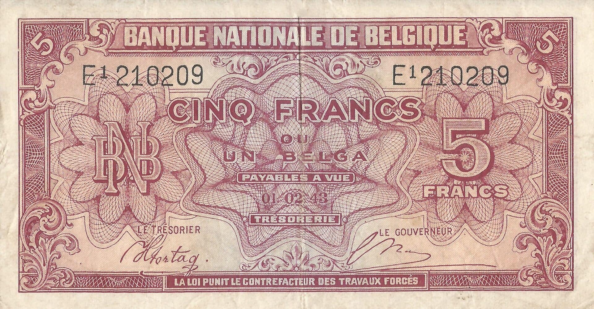 Bélgica 15 Pick 121 Anverso