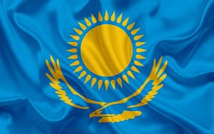 Kazajistán 1 HD wallpaper kazakh flag kazakhstan asia flag of kazakhstan silk flag jpg