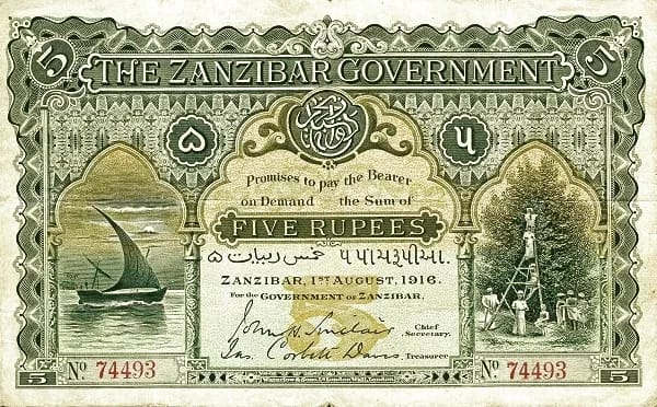 ZANZIBAR Y SUS BILLETES 7 ZANZIBAR 5 Rupias