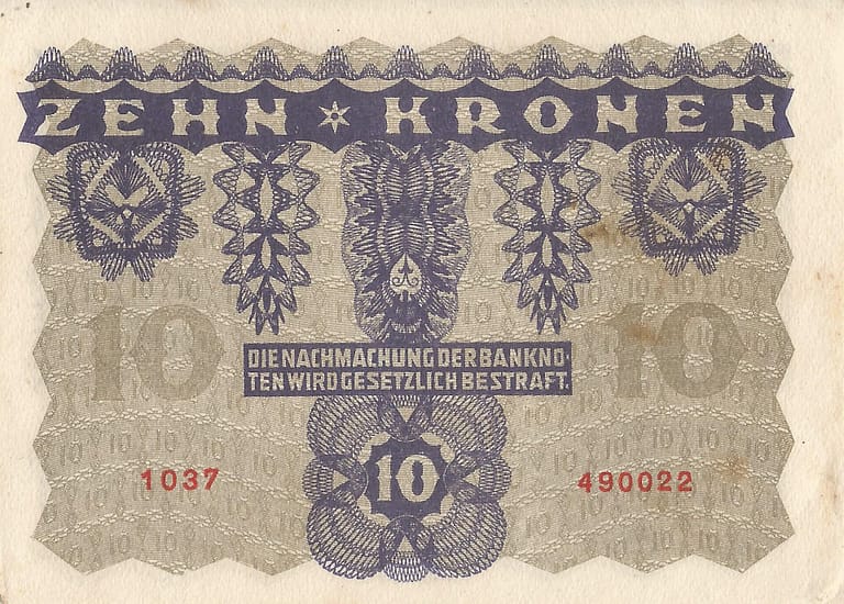 2-Coronas Austriacas 1918-1925 16 Pick 75 Reverso