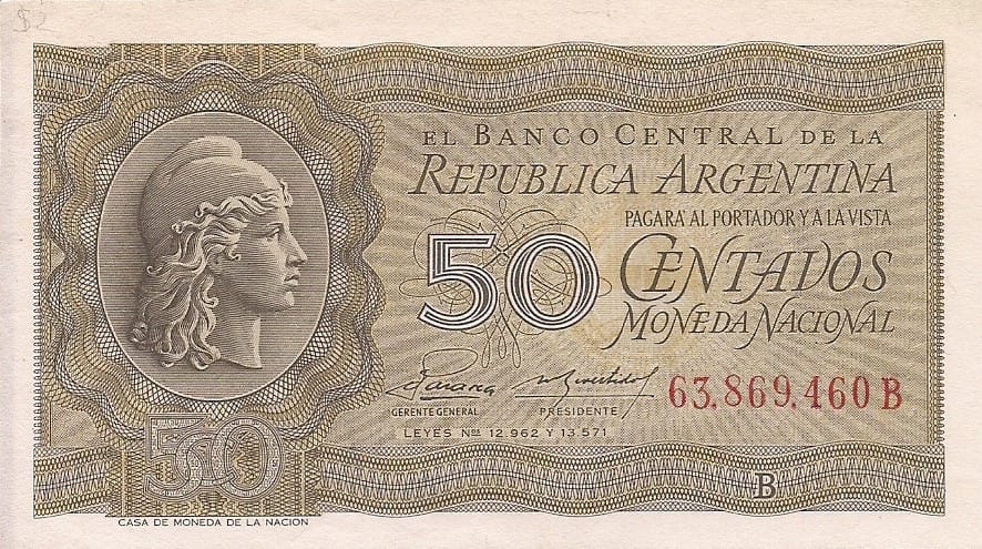 10-Banco Central San Martin - Libertad y Justicia (1942-1969) y Resellados a Pesos Ley (1969-1971) 10 Col 440b ad